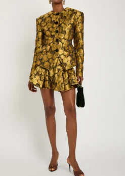 Stormi metallic floral-jacquard woven mini skirt