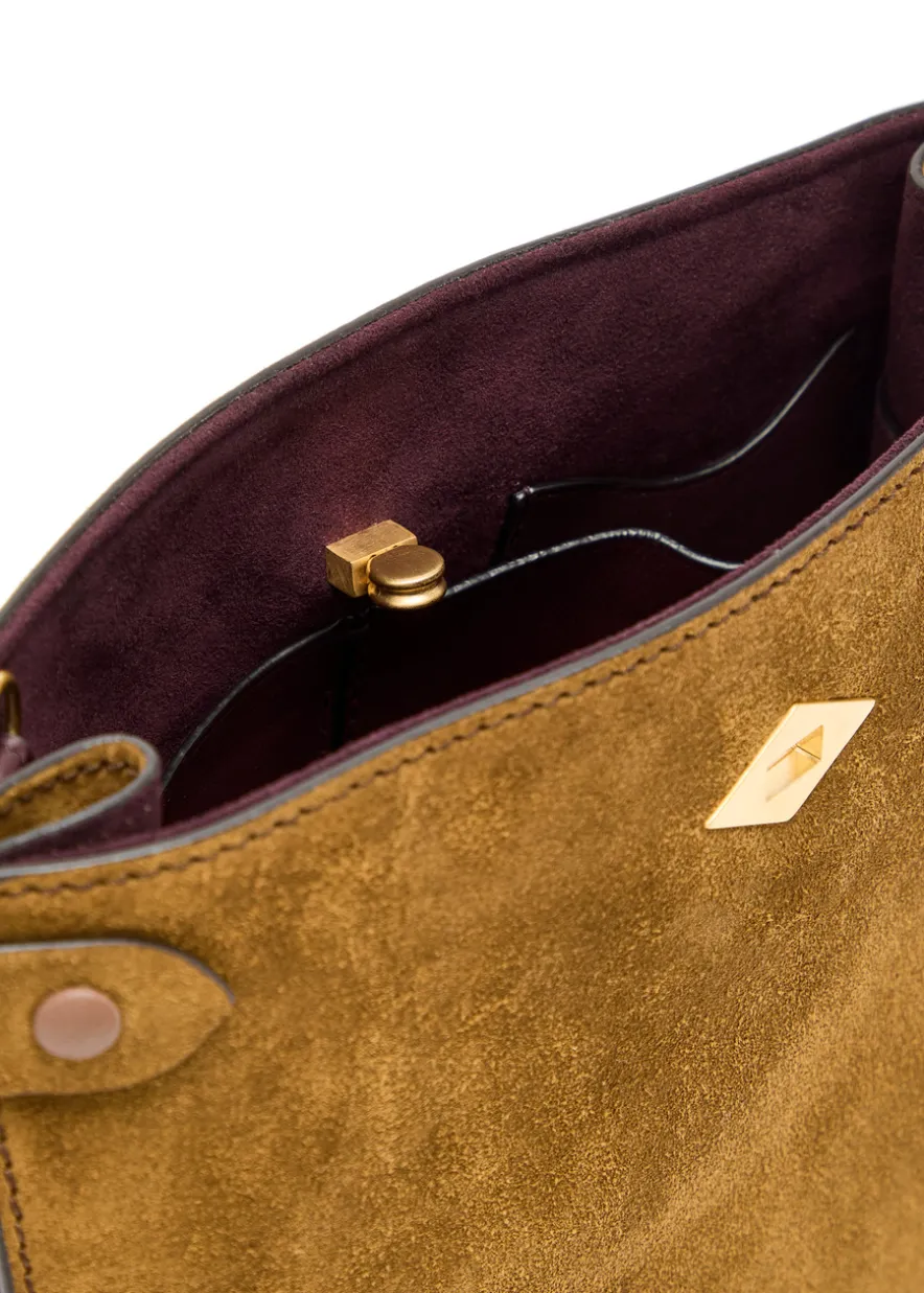 Stowaway suede cross-body bag