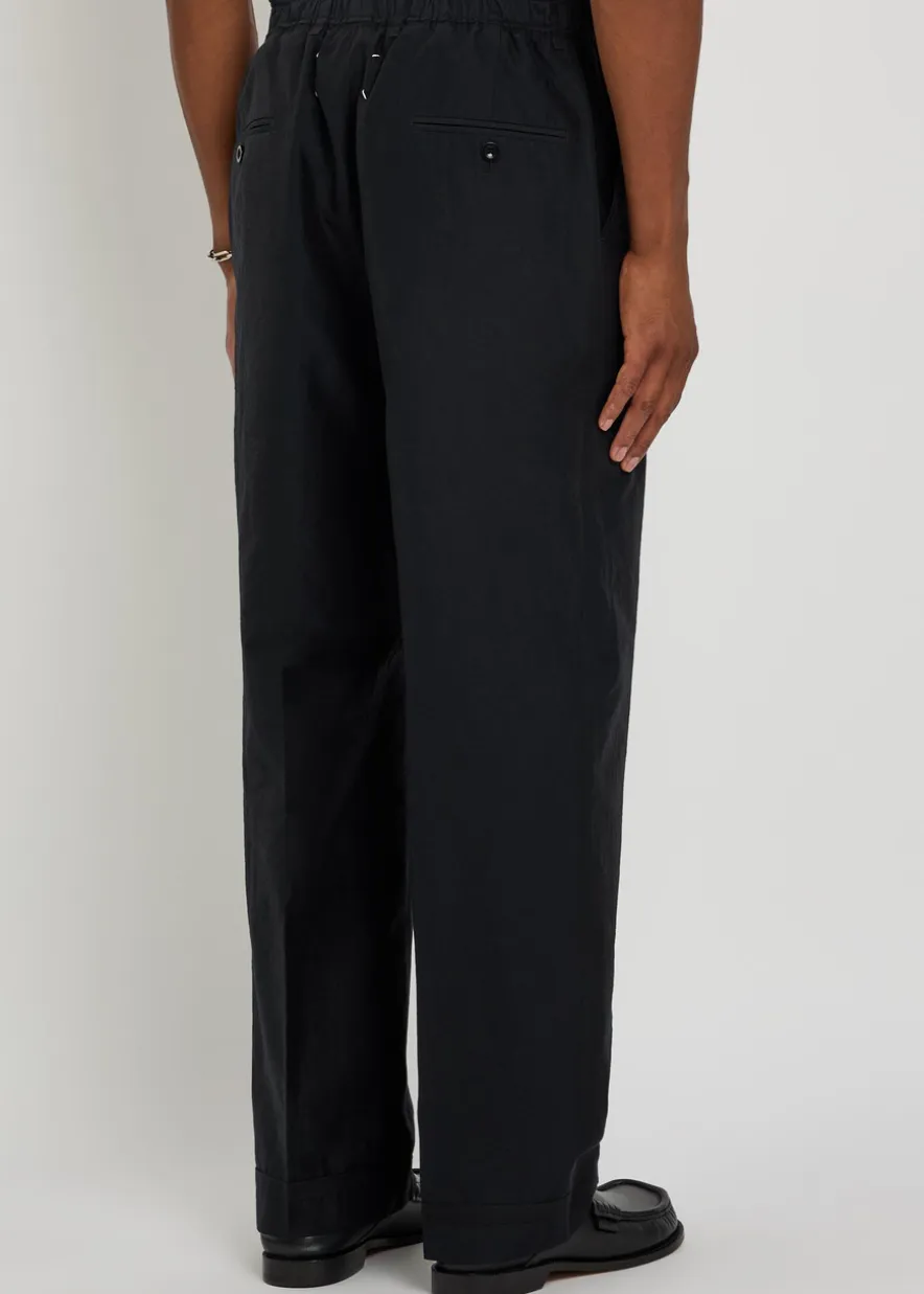 Straight-leg cotton-blend trousers