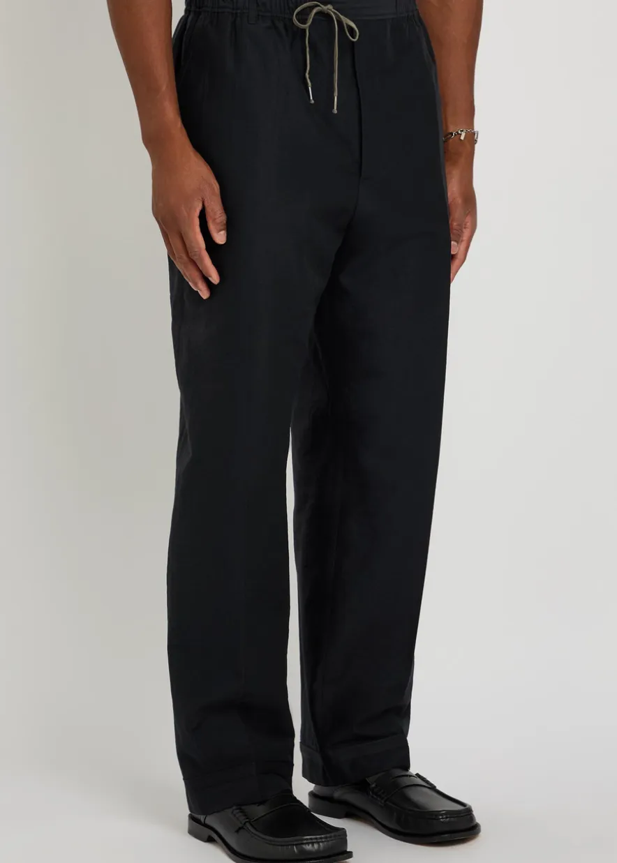 Straight-leg cotton-blend trousers