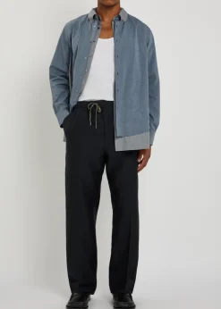 Straight-leg cotton-blend trousers