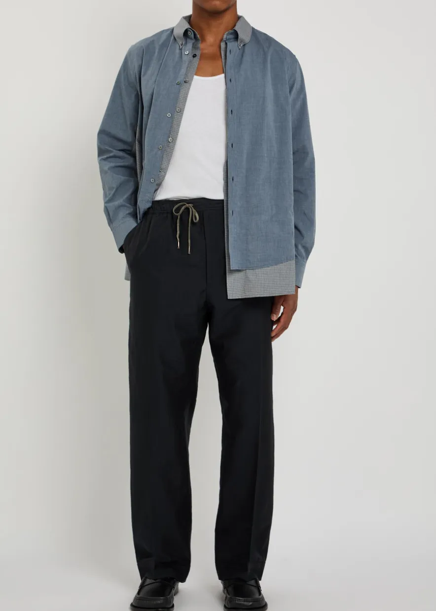 Straight-leg cotton-blend trousers