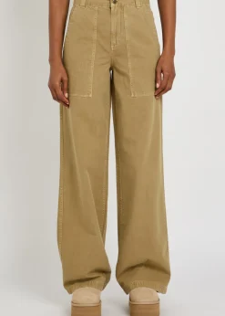 Straight-leg cotton-twill trousers