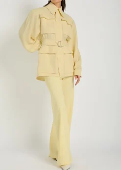 Straight-leg crepe trousers