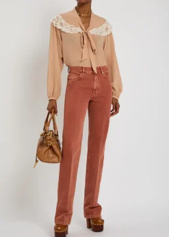 Straight-leg denim jeans