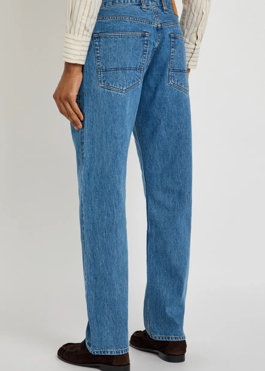 Straight-leg denim jeans