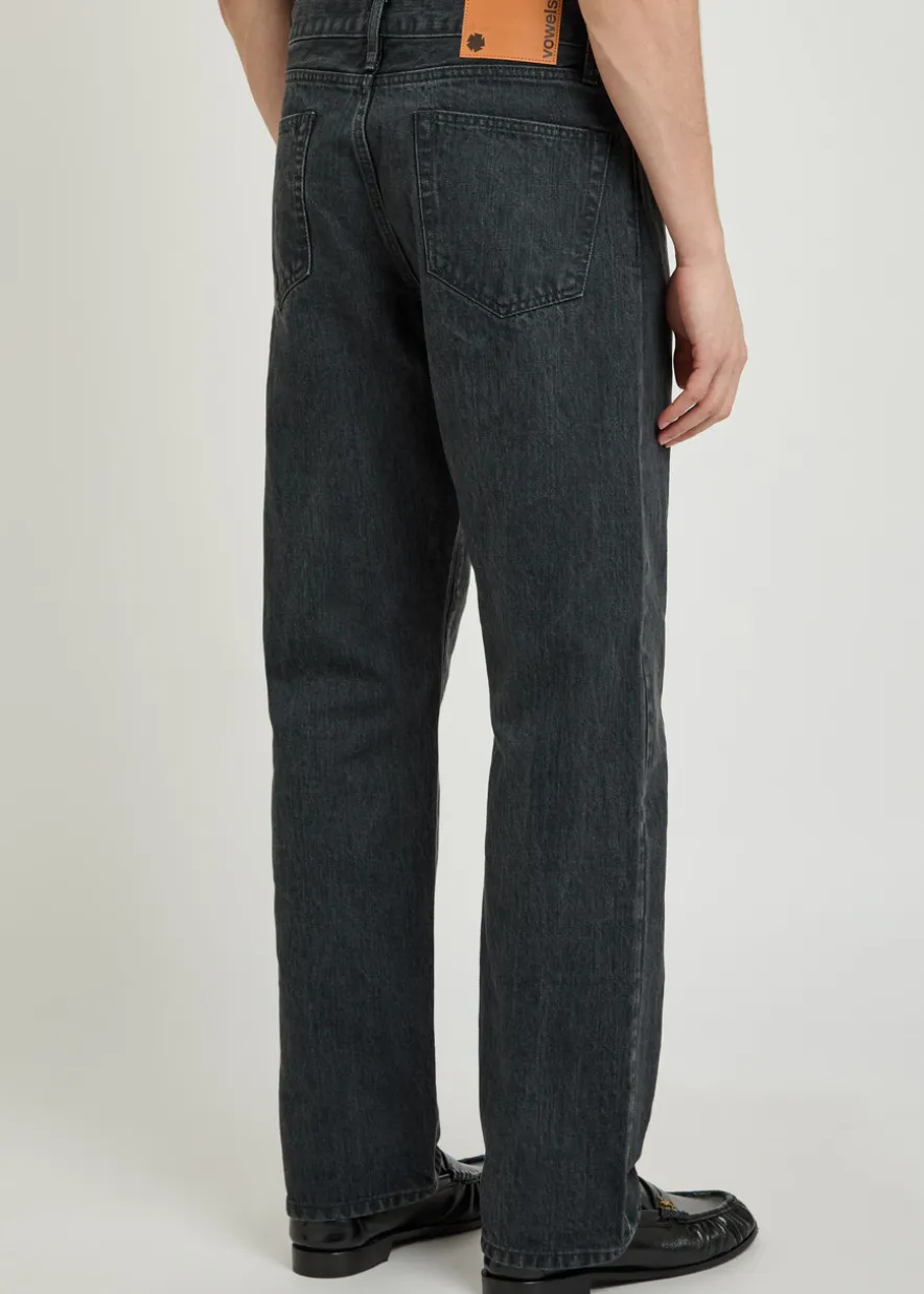 Straight-leg denim jeans