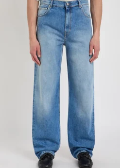 Straight-leg denim jeans