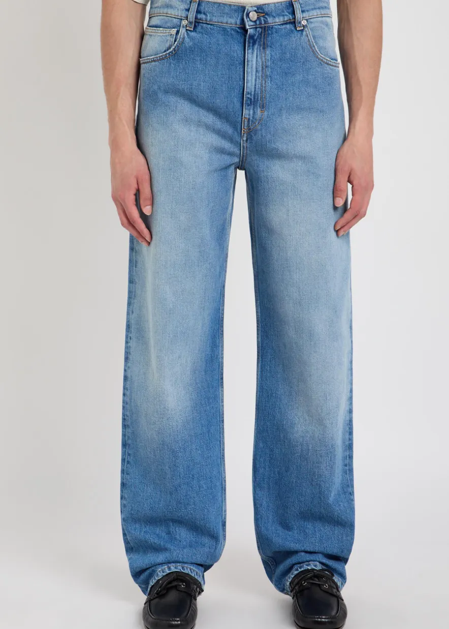 Straight-leg denim jeans
