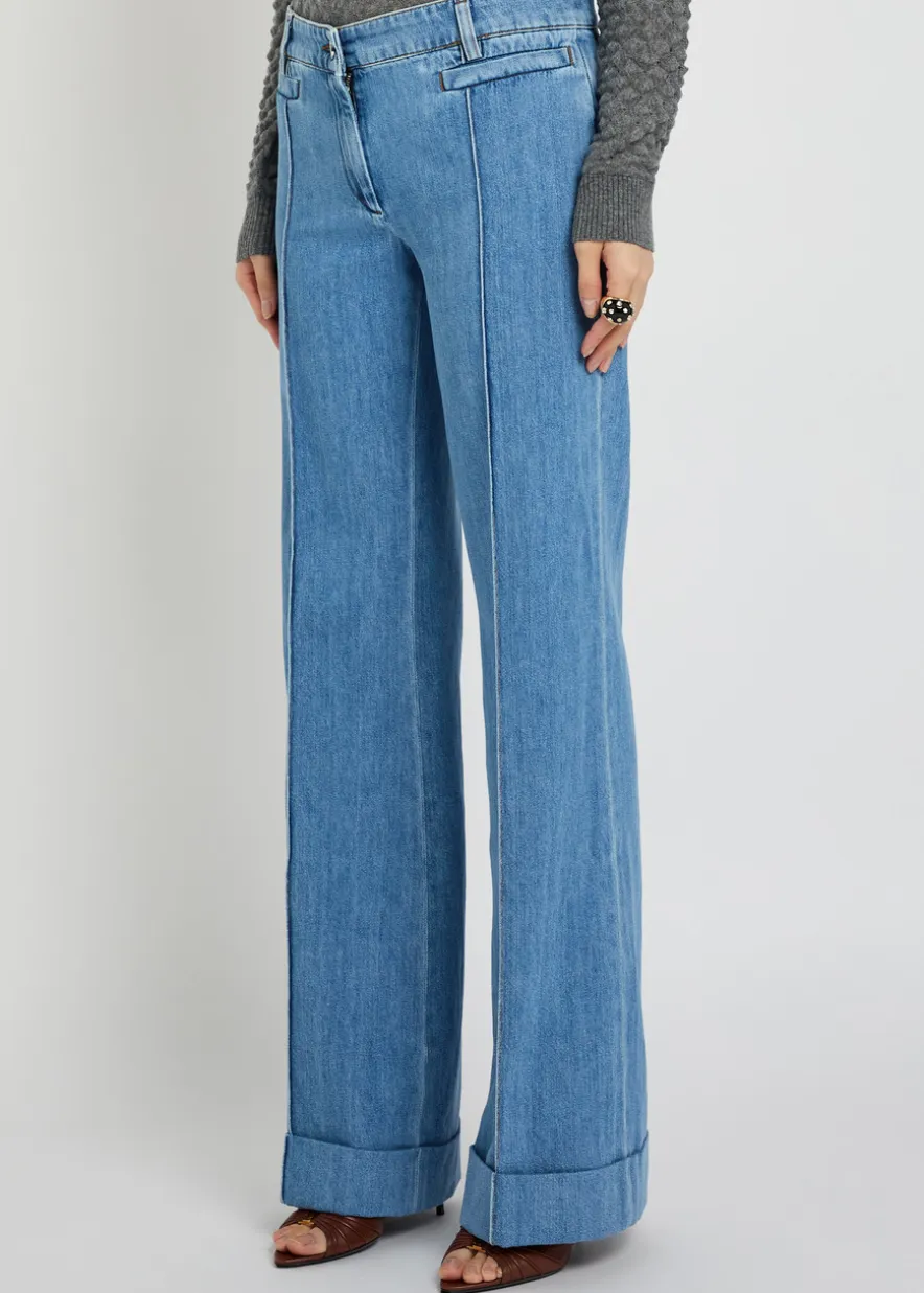 Straight-leg denim trousers