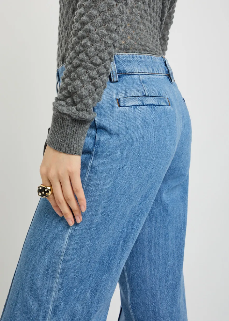 Straight-leg denim trousers
