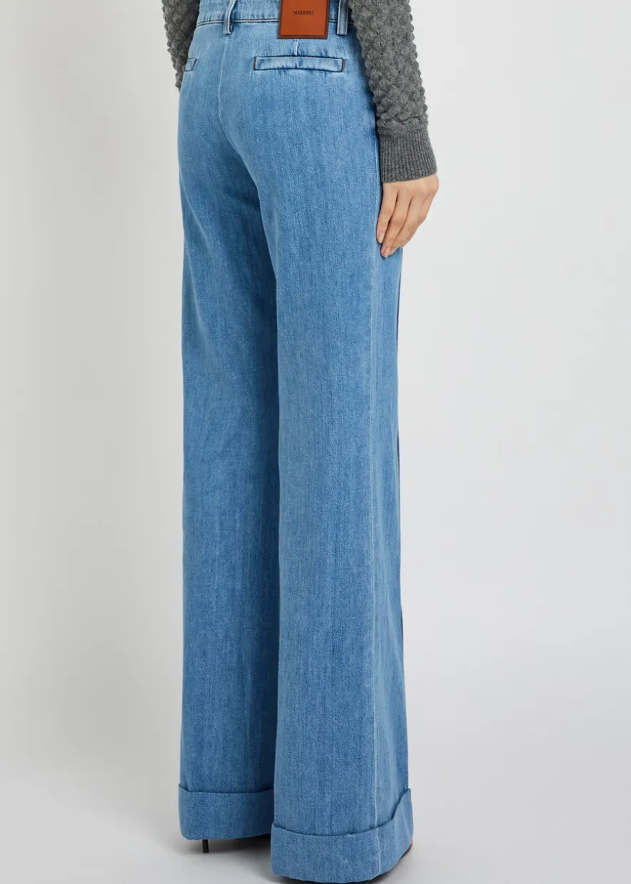 Straight-leg denim trousers
