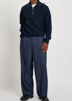 Straight-leg denim trousers