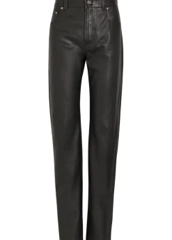 Straight-leg leather trousers