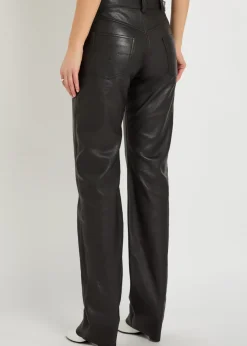 Straight-leg leather trousers