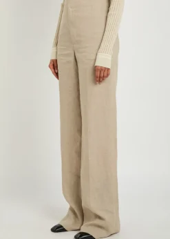 Straight-leg linen trousers