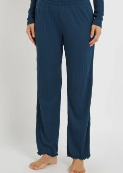 Straight-leg pointelle-knit trousers