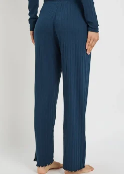 Straight-leg pointelle-knit trousers