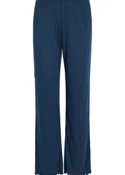 Straight-leg pointelle-knit trousers