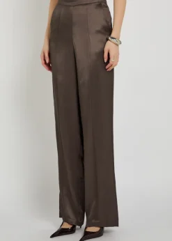 Straight-leg satin-twill trousers