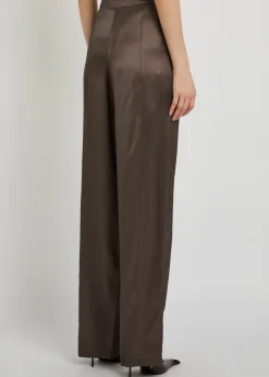 Straight-leg satin-twill trousers