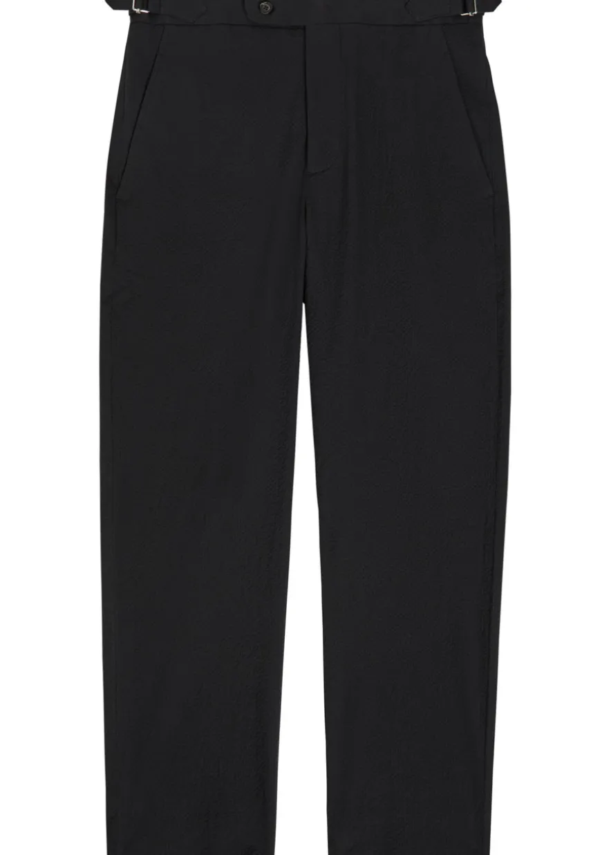 Straight-leg seersucker trousers