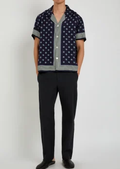 Straight-leg seersucker trousers