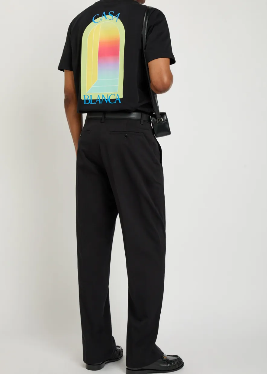Straight-leg stretch-cotton trousers