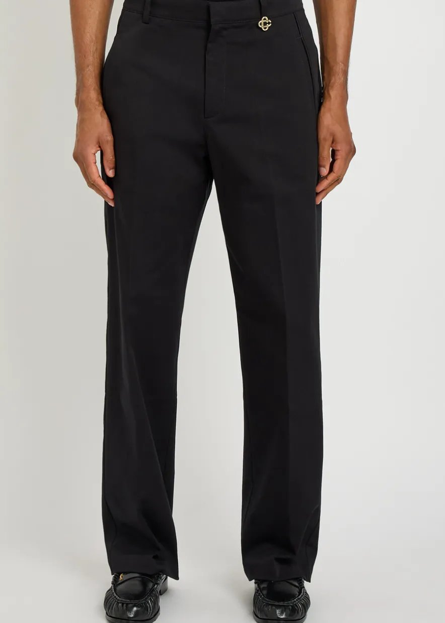 Straight-leg stretch-cotton trousers