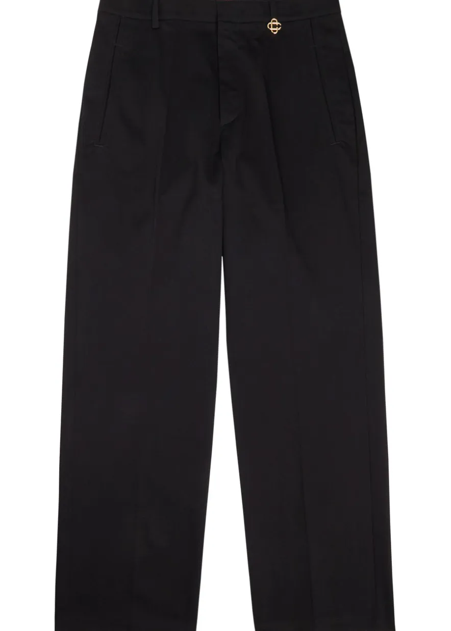 Straight-leg stretch-cotton trousers