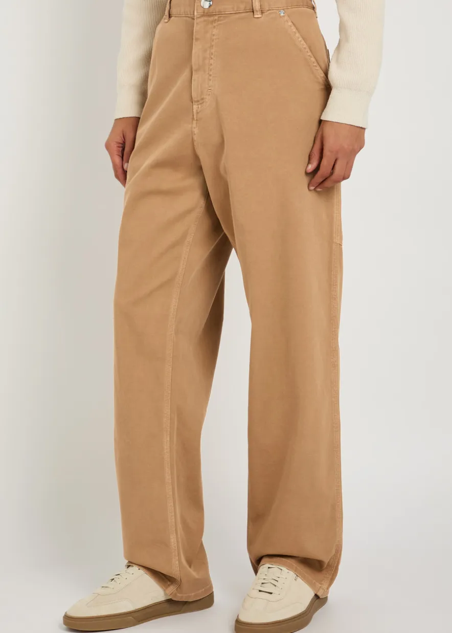 Straight-leg stretch-cotton trousers