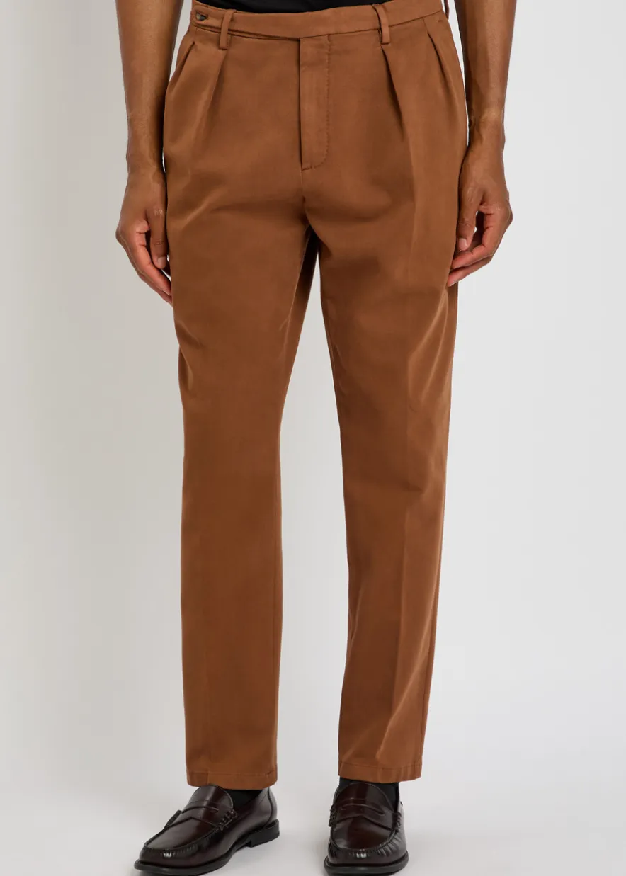 Straight-leg stretch-cotton trousers
