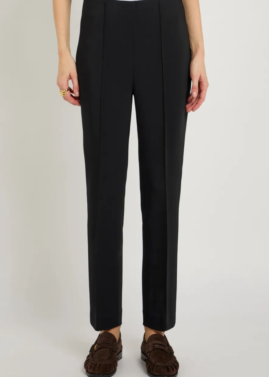 Straight-leg stretch-crepe trousers