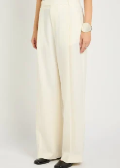 Straight-leg stretch-wool trousers