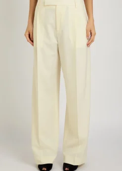 Straight-leg stretch-wool trousers