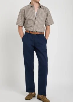 Straight-leg twill-cotton trousers