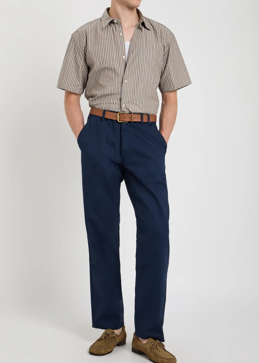 Straight-leg twill-cotton trousers