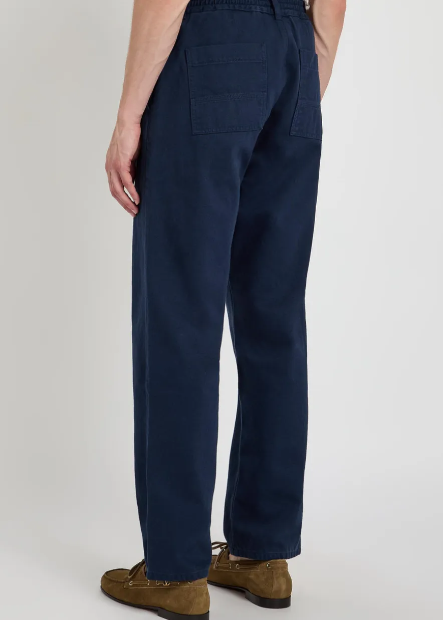 Straight-leg twill-cotton trousers