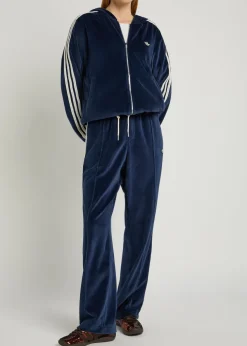 Straight-leg velour track pants