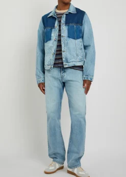 Straight-leg washed denim trousers