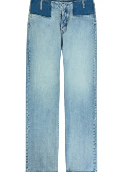Straight-leg washed denim trousers