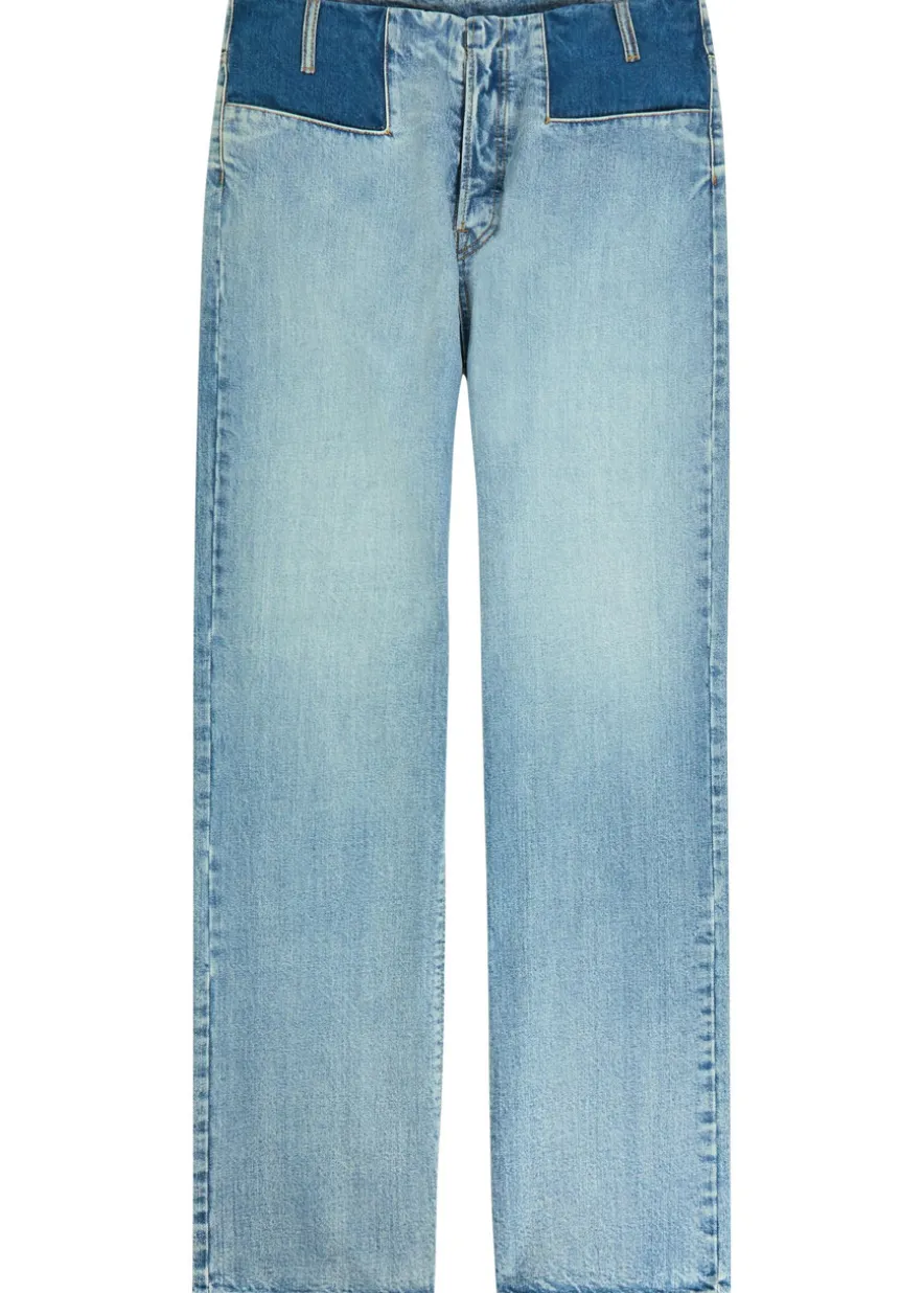 Straight-leg washed denim trousers
