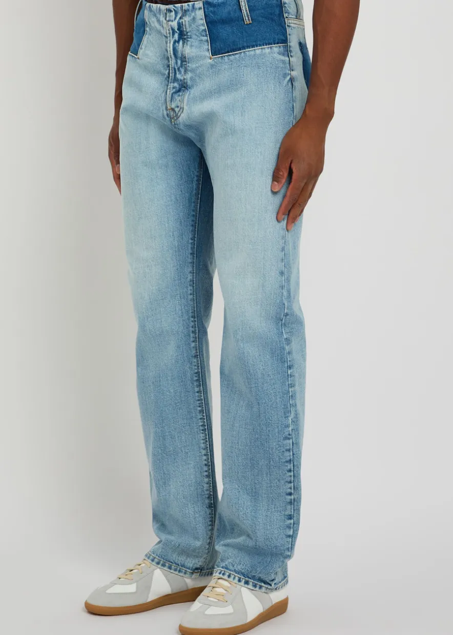 Straight-leg washed denim trousers