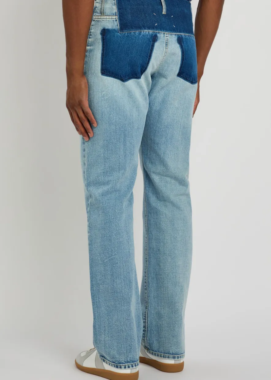 Straight-leg washed denim trousers