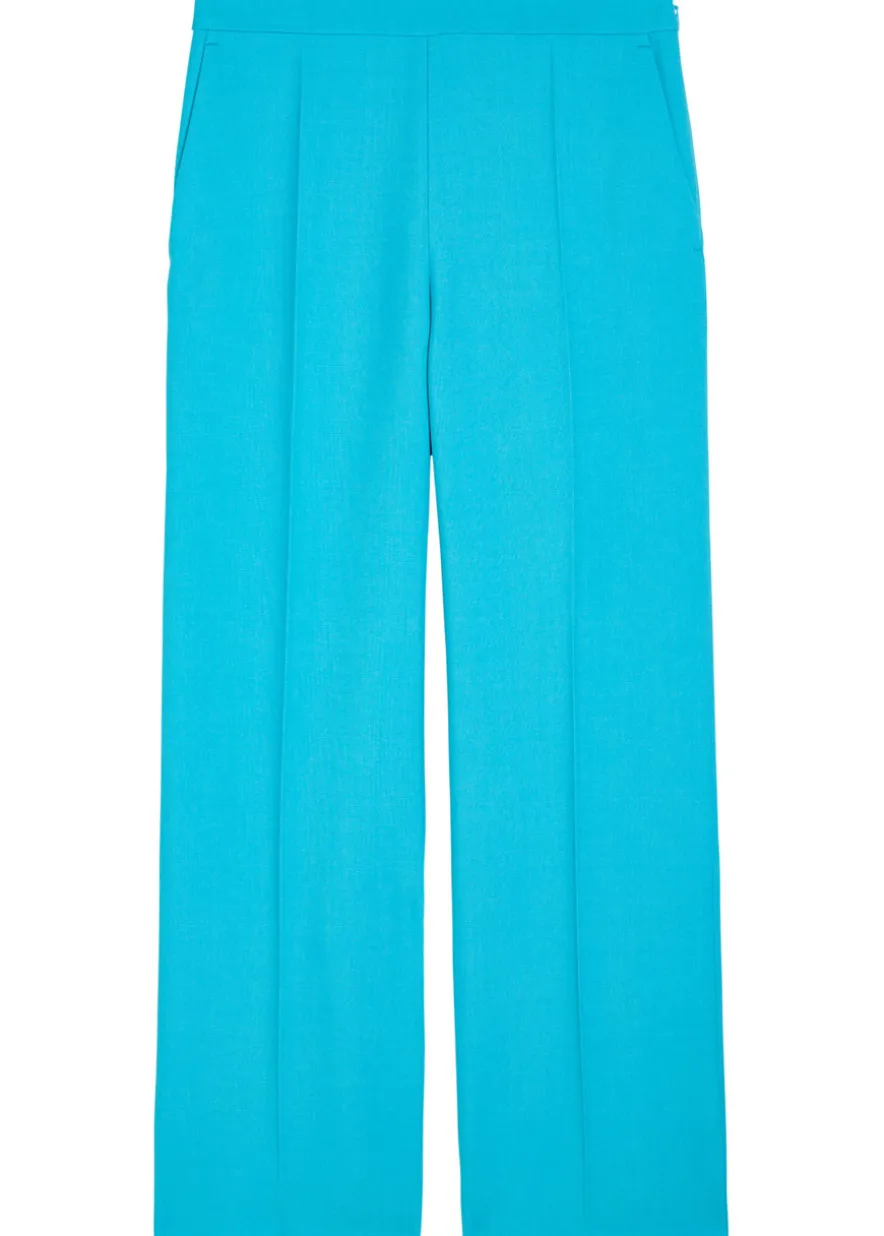 Straight-leg wool trousers