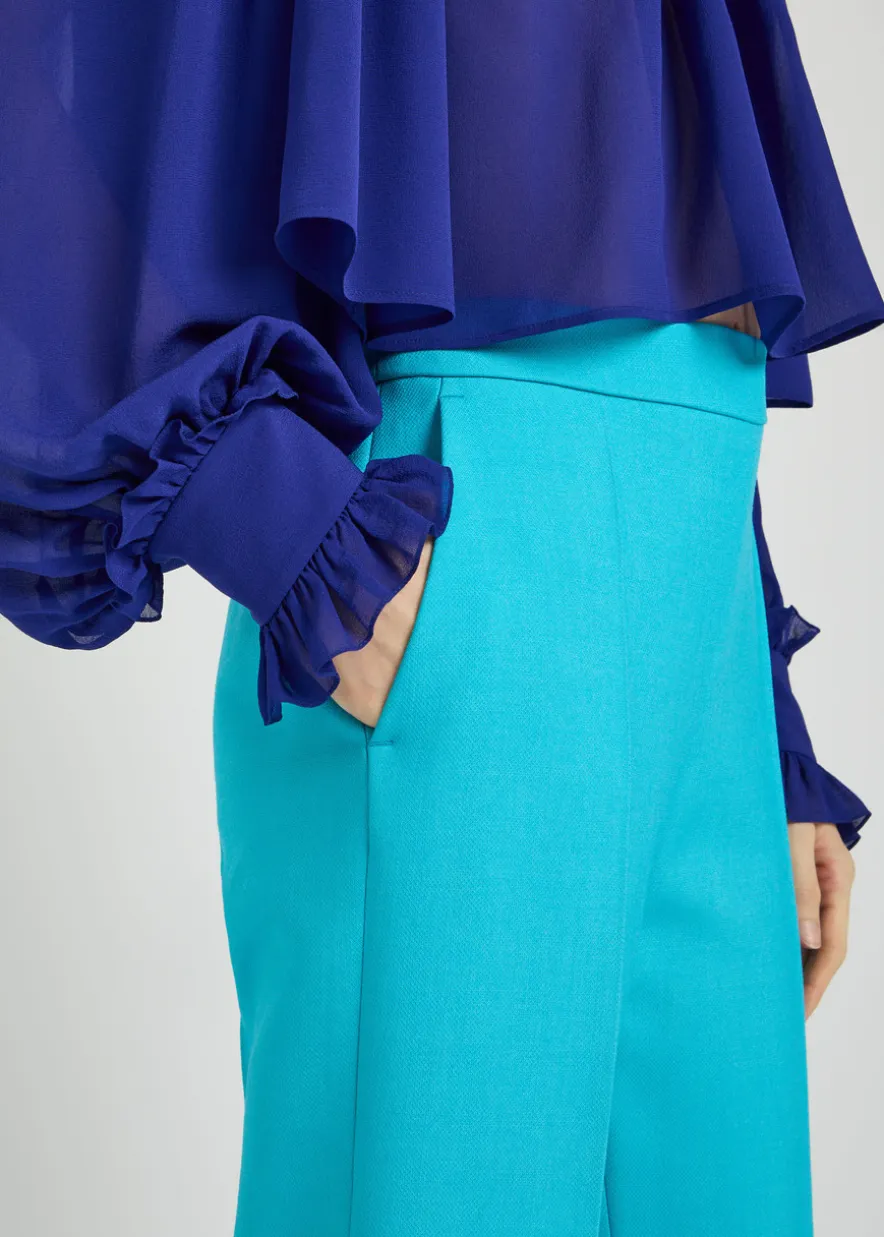 Straight-leg wool trousers