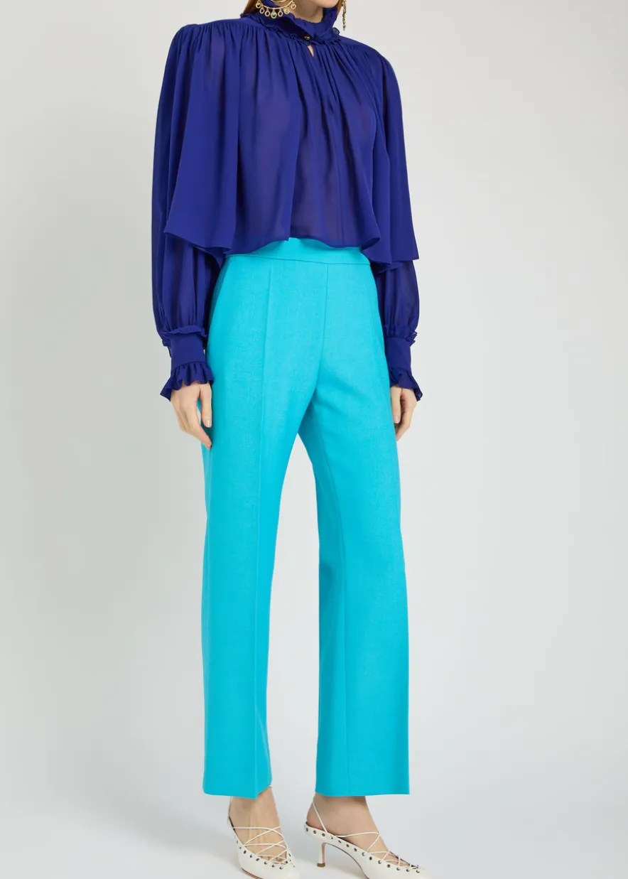 Straight-leg wool trousers