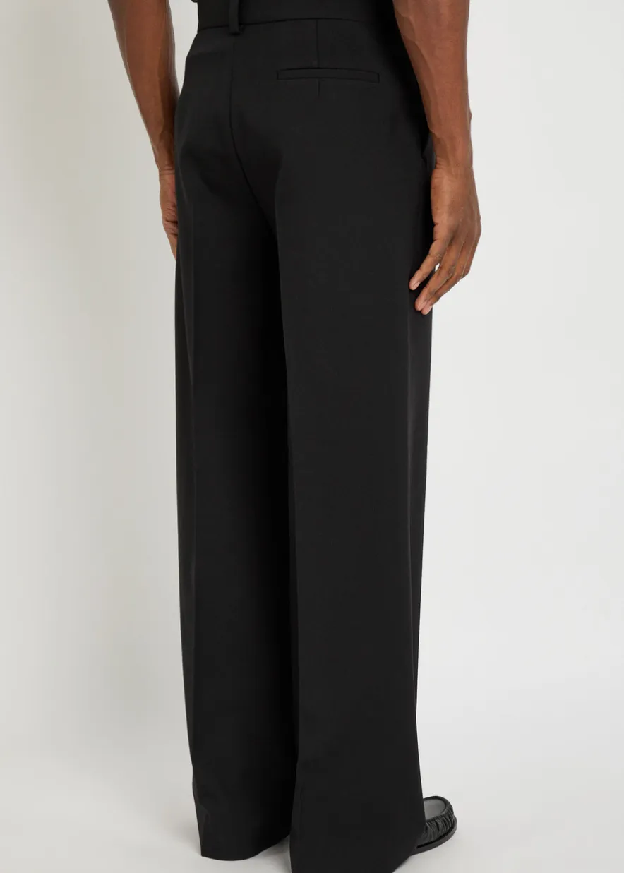 Straight-leg wool trousers