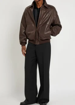 Straight-leg wool trousers