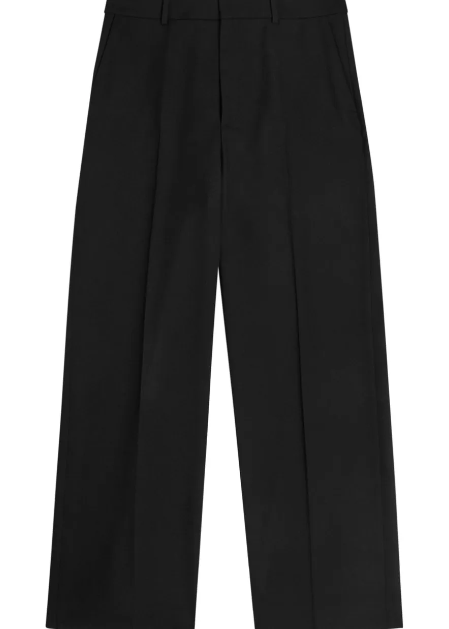 Straight-leg wool trousers